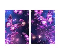 Passport Holder Leather Passport Holder Covers Case View of Fantasy River Printed Passport Book for Documents, Travel Gifts, Purple cute butterfly print, 20.3x13.8cm