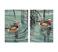 Passport Holder Leather Passport Holder Covers Case Vintage American USA Flag Printed Passport Book for Documents, Travel Gifts, Chinese style mandarin ducks, 20.3x13.8cm