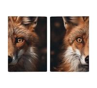 Passport Holder Leather Passport Holder Covers Case Vintage American USA Flag Printed Passport Book for Documents, Travel Gifts, Images of Fox, 20.3x13.8cm