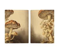 Passport Holder Leather Passport Holder Covers Case Waves Sea Birds Printed Passport Book for Documents, Travel Gifts, Vintage Mushrooms, 20.3x13.8cm