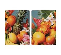 Passport Holder Leather Passport Holder Covers Case Waves Sea Birds Printed Passport Book for Documents, Travel Gifts, Tropical Fruits and Flowers, 20.3x13.8cm