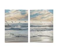 Passport Holder Leather Passport Holder Covers Case Waves Sea Birds Printed Passport Book for Documents, Travel Gifts, Waves Sea Birds, 20.3x13.8cm