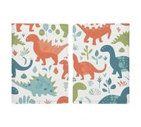 Passport Holder Leather Passport Holder Covers Case Whimsical Doodles Printed Passport Book for Documents, Travel Gifts, Green and Orange Dinosaur, 20.3x13.8cm