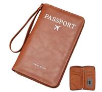 Passport Holder,Multi-Functional RFID Passport Wallet,Simple Color Passport Holder,Travel Wallet,Travel Document Holder,Card Holder,Passport Case,Travel Pass Holder,Money Wallet for Travelling(Brown)