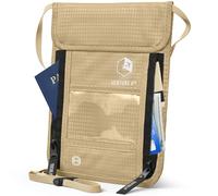 Passport Holder Neck Pouch With RFID Blocking - Hidden Neck Wallet (Beige)