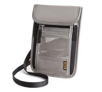 Passport Holder Neck Wallet RFID Blocking Passport Holder Multifunctional Document Organizer Travel Wallet for Men and Women, Light Gray