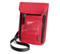 Passport Holder Neck Wallet RFID Blocking Passport Holder Multifunctional Document Organizer Travel Wallet for Men and Women, Bright Red