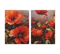 Passport Holder Passport Book Leather Passport Cover Card Holder African Style Patchwork Travel Wallet for On Business Trip, Travel Gifts, Oil Painting Red Flower, 20.3x13.8cm