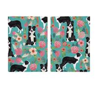 Passport Holder Passport Book Leather Passport Cover Card Holder African Style Patchwork Travel Wallet for On Business Trip, Travel Gifts, Border Collie Florals, 20.3x13.8cm