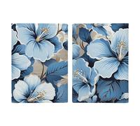 Passport Holder Passport Book Leather Passport Cover Card Holder Alpacas in Love in The Mountains Travel Wallet for On Business Trip, Travel Gifts, Blue hibiscus flower, 20.3x13.8cm