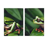 Passport Holder Passport Book Leather Passport Cover Card Holder Animal Frog Green Leaf Leaves Travel Wallet for On Business Trip, Travel Gifts, Animal Frog Green Leaf Leaves, 20.3x13.8cm