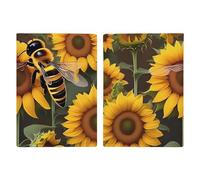 Passport Holder Passport Book Leather Passport Cover Card Holder Bee & Sunflowers Travel Wallet for On Business Trip, Travel Gifts, bee & Sunflowers, 20.3x13.8cm