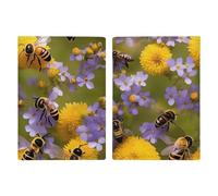 Passport Holder Passport Book Leather Passport Cover Card Holder Bee & Sunflowers Travel Wallet for On Business Trip, Travel Gifts, Bee flying, 20.3x13.8cm