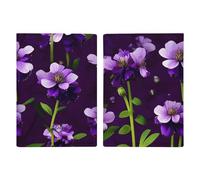 Passport Holder Passport Book Leather Passport Cover Card Holder Blooming Purple Flowers Travel Wallet for On Business Trip, Travel Gifts, Blooming Purple Flowers, 20.3x13.8cm
