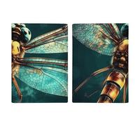 Passport Holder Passport Book Leather Passport Cover Card Holder Blue Butterfly And Elephant Travel Wallet for On Business Trip, Travel Gifts, Flying Dragonfly, 20.3x13.8cm