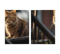 Passport Holder Passport Book Leather Passport Cover Card Holder Cat Lies Down Travel Wallet for On Business Trip, Travel Gifts, Cat on Railing, 20.3x13.8cm