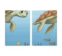 Passport Holder Passport Book Leather Passport Cover Card Holder Finding Sea Turtles Travel Wallet for On Business Trip, Travel Gifts, Finding Sea Turtles, 20.3x13.8cm