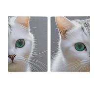 Passport Holder Passport Book Leather Passport Cover Card Holder Freight Train Running Travelling Arizona Desert Travel Wallet for On Business Trip, Travel Gifts, Cute White Cat, 20.3x13.8cm