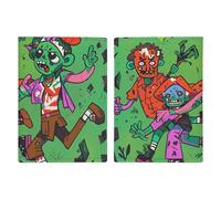 Passport Holder Passport Book Leather Passport Cover Card Holder Frog Wearing Witch Hat Travel Wallet for On Business Trip, Travel Gifts, Many Zombie, 20.3x13.8cm
