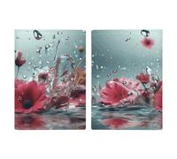 Passport Holder Passport Book Leather Passport Cover Card Holder Geographical Photo Travel Wallet for On Business Trip, Travel Gifts, Flowers Falling in Water, 20.3x13.8cm
