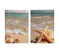 Passport Holder Passport Book Leather Passport Cover Card Holder Night Sky Stars Travel Wallet for On Business Trip, Travel Gifts, Seashells Starfish on Beach, 20.3x13.8cm