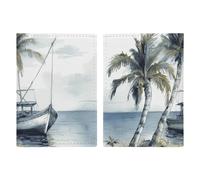 Passport Holder Passport Book Leather Passport Cover Card Holder Rainbow Color Stripe Travel Wallet for On Business Trip, Travel Gifts, Palm Trees Fishing Boat, 20.3x13.8cm
