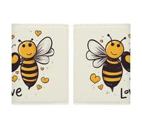 Passport Holder Passport Book Leather Passport Cover Card Holder Red Cherries Travel Wallet for On Business Trip, Travel Gifts, Bee Love Honey, 20.3x13.8cm