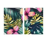 Passport Holder Passport Book Leather Passport Cover Card Holder The Lodge Bear Deer Travel Wallet for On Business Trip, Travel Gifts, Tropical Summer Hawaiian Flower Palm Leaves, 20.3x13.8cm