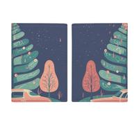 Passport Holder Passport Book Leather Passport Cover Card Holder Two Cute Snowmen Travel Wallet for On Business Trip, Travel Gifts, There Is a Car Under the Tree, 20.3x13.8cm