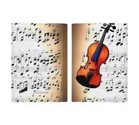 Passport Holder Passport Book Leather Passport Cover Card Holder Vegetable Fruit Travel Wallet for On Business Trip, Travel Gifts, Violin Sheet Music, 20.3x13.8cm