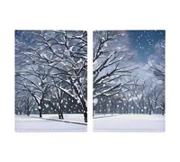 Passport Holder Passport Book Leather Passport Cover Card Holder White Small Flowers Travel Wallet for On Business Trip, Travel Gifts, Winter Snow Falling in The Park, 20.3x13.8cm