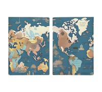 Passport Holder Passport Book Leather Passport Cover Card Holder World Map Pattern Travel Wallet for On Business Trip, Travel Gifts, World Map pattern, 20.3x13.8cm