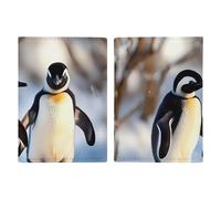 Passport Holder Passport Book Leather Passport Cover Card Holder Yin Yang Pattern Travel Wallet for On Business Trip, Travel Gifts, Young Penguins With Snow, 20.3x13.8cm