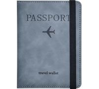 Passport Holder, Passport Cover with Credit Card Slot and Boarding Pass Slot Combo, Passport Wallet Case Book Travel Must Have, RFID Blocking Leather Travel Accessories, Marine Grey, Classic