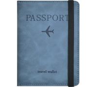 Passport Holder, Passport Cover with Credit Card Slot and Boarding Pass Slot Combo, Passport Wallet Case Book Travel Must Have, RFID Blocking Leather Travel Accessories, Marine Blue, Classic