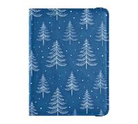 Passport Holder PU Leather Covers with Credit Card Holder Slots Blue Pine Tree Pattern Travel Blocking Leather Card Case for Women Men