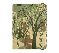 Passport Holder PU Leather Covers with Credit Card Holder Slots Camouflage with Willow Tree Travel RFID Blocking Leather Card Case for Women Men