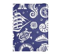Passport Holder PU Leather Covers with Credit Card Holder Slots Colorful Dino Red Pine Trees Merry Christmas Travel RFID Blocking Leather Card Case for Women Men, 06