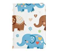 Passport Holder PU Leather Covers with Credit Card Holder Slots Colorful Elephant Pattern Travel Blocking Leather Card Case for Women Men