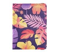 Passport Holder PU Leather Covers with Credit Card Holder Slots Colorful Tropical Floral Pattern Digital Download Travel RFID Blocking Leather Card Case for Women Men