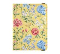 Passport Holder PU Leather Covers with Credit Card Holder Slots Flowers Daffodil Callistephus Canna Beige Travel RFID Blocking Leather Card Case for Women Men, 17, One Size