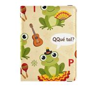 Passport Holder PU Leather Covers with Credit Card Holder Slots Frog Spanish Phrase Travel RFID Blocking Leather Card Case for Women Men