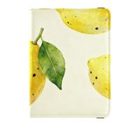 Passport Holder PU Leather Covers with Credit Card Holder Slots Lemon Pattern Travel Blocking Leather Card Case for Women Men