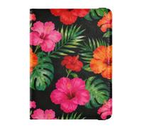 Passport Holder PU Leather Covers with Credit Card Holder Slots Tropical Floral Pattern Travel Blocking Leather Card Case for Women Men