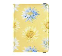 Passport Holder PU Leather Covers with Credit Card Holder Slots Yellow Sunflower Pattern Travel Blocking Leather Card Case for Women Men