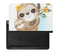 Passport Holder Sloth Cute Passport Wallet Pu Leather Passport Cover for Women Men