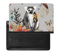 Passport Holder Travel Accessories BackYard Chickens Waterproof Passport Travel Wallet with Card Slots for Women Men, Animals Lemur Flowers Pattern, One Size
