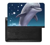 Passport Holder Travel Accessories Bald Eagle US Flag Pictures Waterproof Passport Travel Wallet with Card Slots for Women Men, Cute sea animal dolphin, One Size