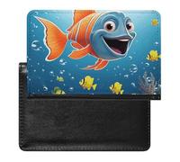 Passport Holder Travel Accessories Bald Eagle US Flag Pictures Waterproof Passport Travel Wallet with Card Slots for Women Men, Fish Under The Sea, One Size