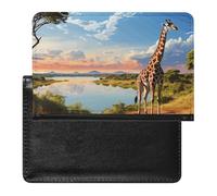 Passport Holder Travel Accessories Bicycle Waterproof Passport Travel Wallet with Card Slots for Women Men, African Landscape Nile River Giraffe, One Size